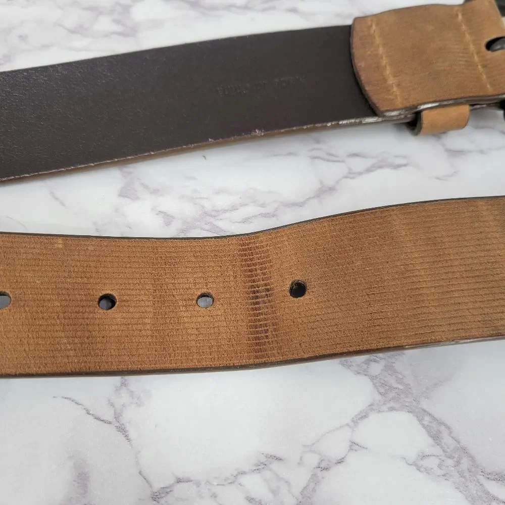 Johnston & Murphy Scored Roller Buckle Belt Men's Tan Leather Belt